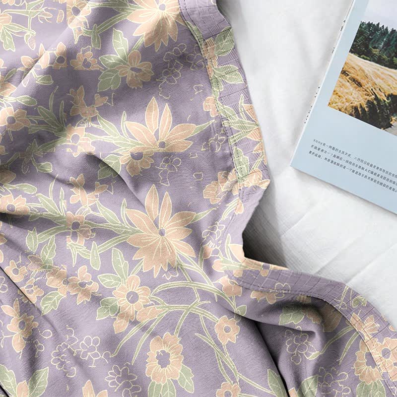 Pastoral Floral Jacquard Kimono Cotton Robe - image 18