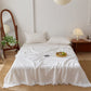 Cotton Waffle Weave Tassel Quilt Blanket - White - Queen - image 3