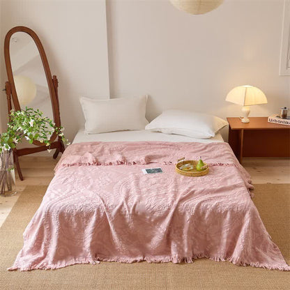 Chic Jacquard Waffle Weave Quilt Blanket - Pink - Queen - image 2