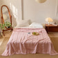 Waffle Weave Quilt Blanket with Tassel Fringe - Light Pink - Queen - image 5