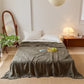 Checkerboard Waffle Cotton Quilt Blanket - Dark Green - Queen - image 4