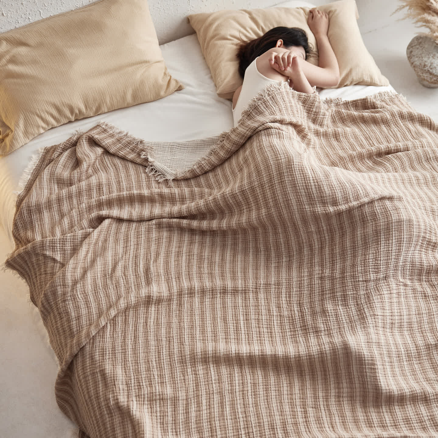 4-Layer Cotton Striped Muslin Throw - image 4