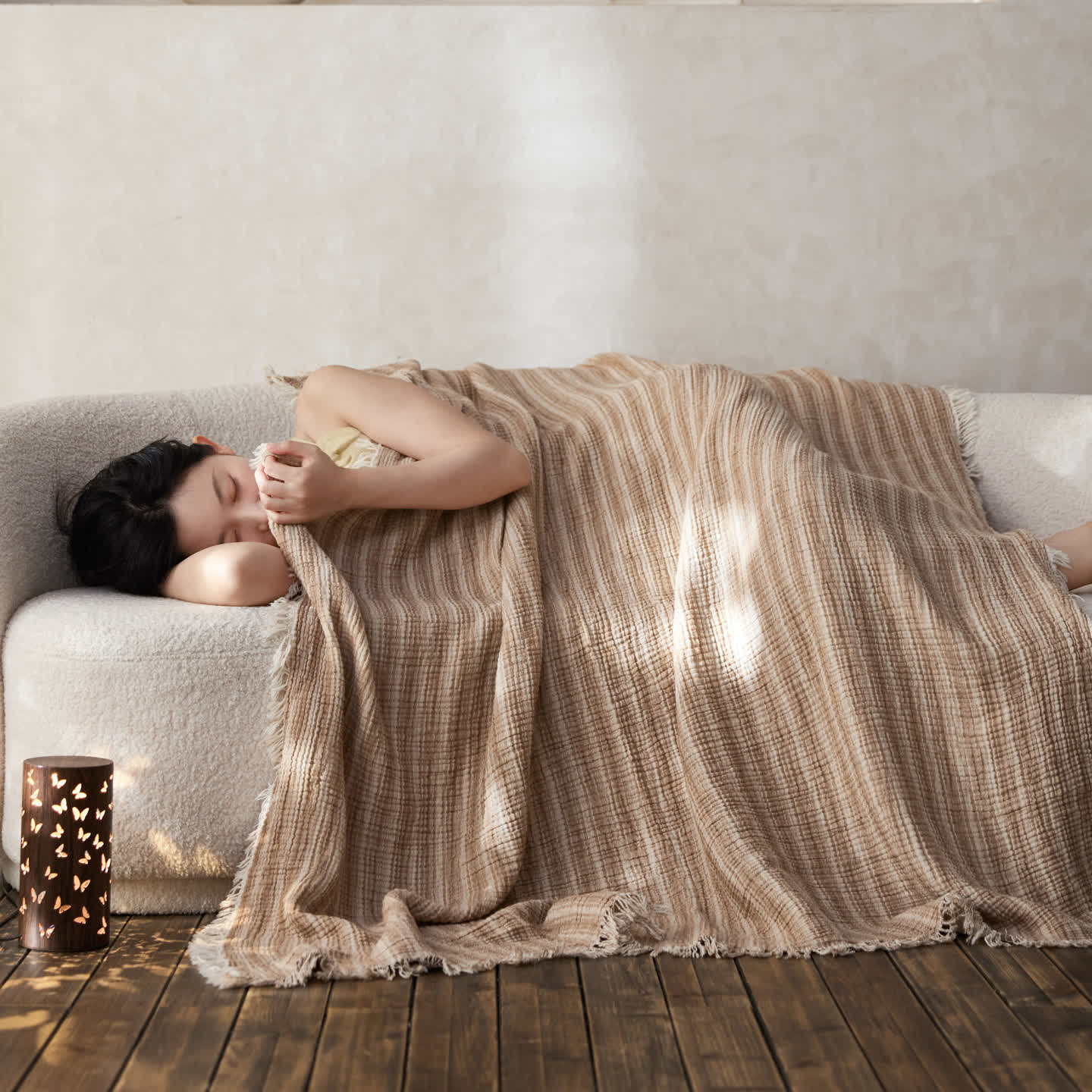 4-Layer Cotton Striped Muslin Throw - image 7