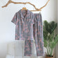 Branch & Floral Pure Cotton Pajama Set - Grey - XL - image 15