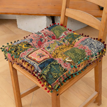 Bohemian Patchwork Mandala Floor Pillow - Pink - Square - 16" x 16" - image 3