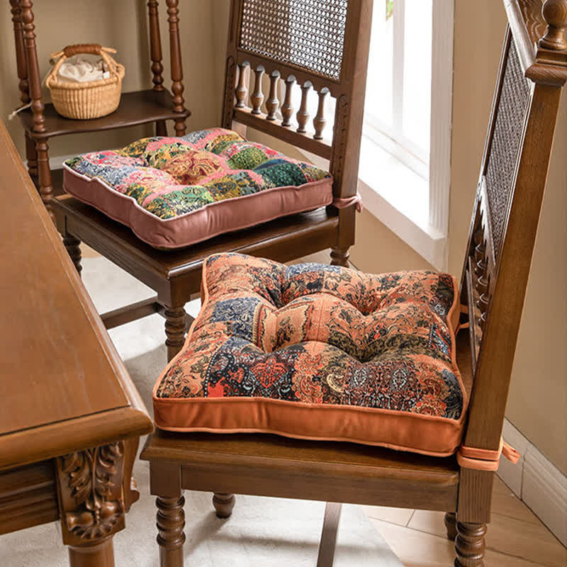 Bohemian Patchwork Chair Pad with Secure Ties - image 1