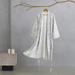 Elegant Floral Cotton Linen Kimono Robe - Gray - XXL - image 4