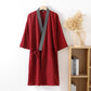 Classic Cotton Gauze Robe with Decorative Trim - Red - XL - image 3