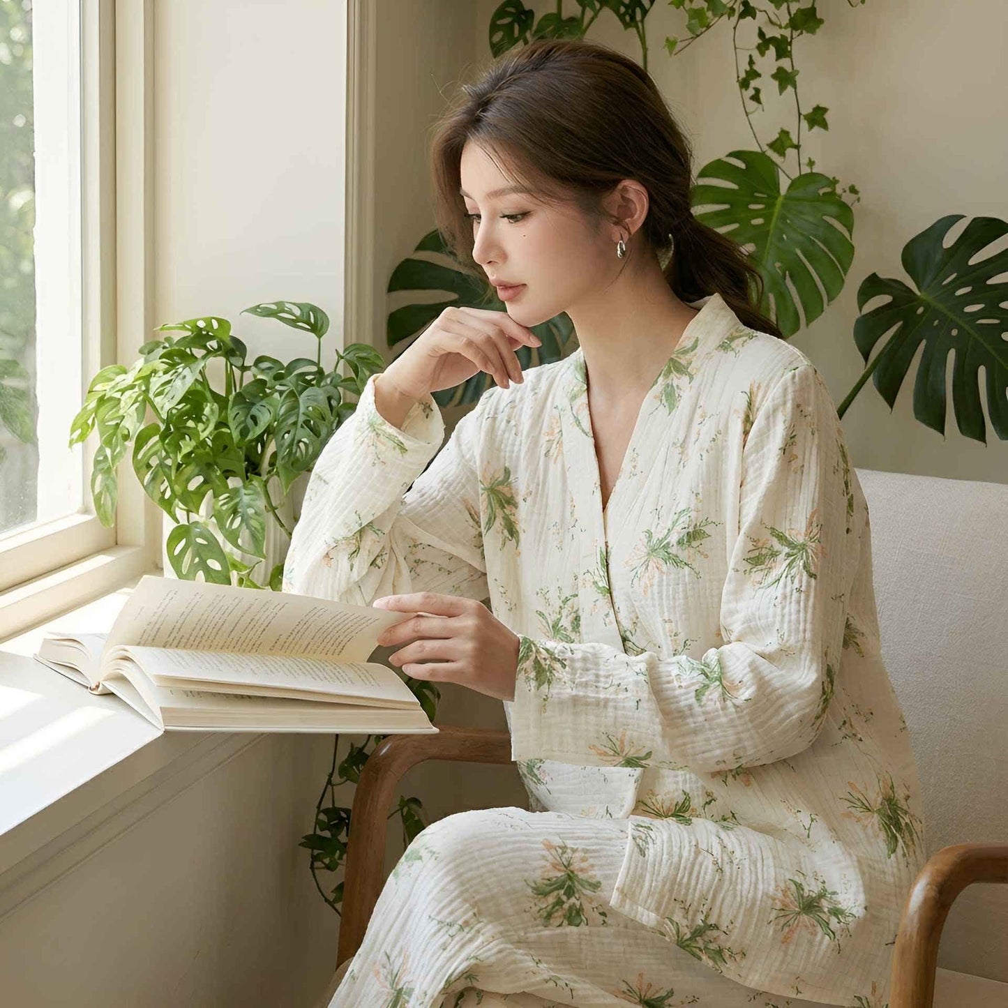 Floral Bouquet Cotton Gauze Pajama Set - image 2