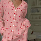 Cotton Red Heart Print Pajama Set - Pink - XL - image 6