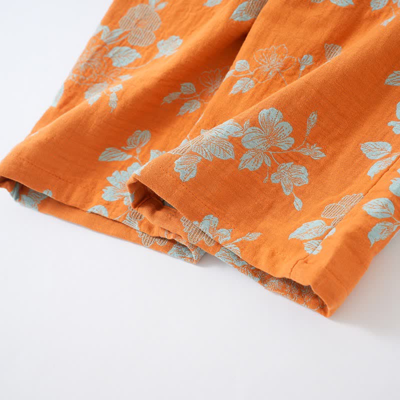 Vintage Asian Inspired Floral Cotton Pajamas - image 8