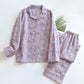 Vintage-Inspired Rose Jacquard Cotton Pajama Set - Purple - XL - image 16
