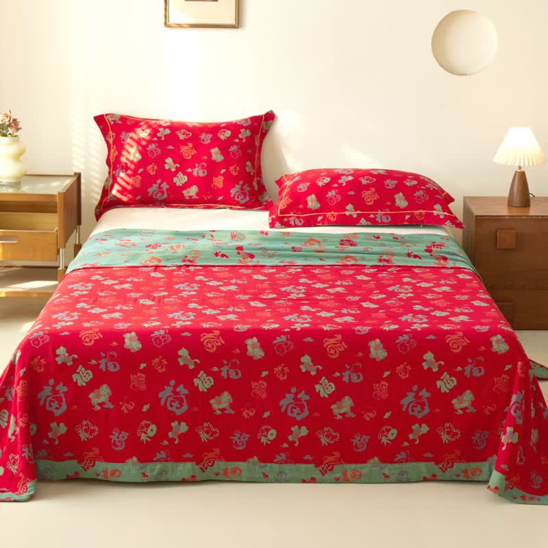 Oriental Horse Cotton Double Gauze Bedspread - image 2