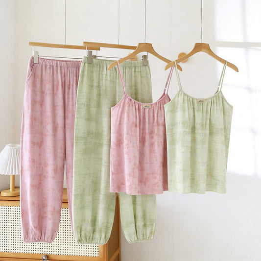 Artistic Watercolor-Inspired Cotton Camisole & Pants Sleepwear - image 0