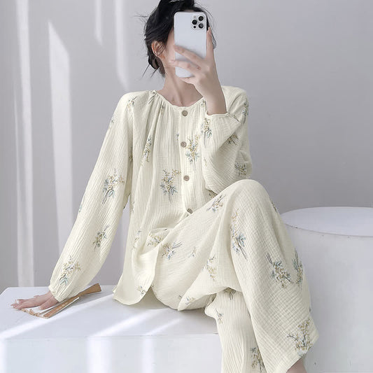 Ownkoti Bouquet Double Gauze Cotton Loungewear Set - Beige - XXL - image 0
