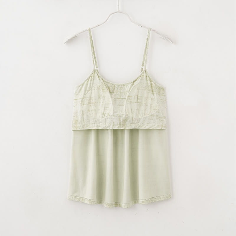 Artistic Watercolor-Inspired Cotton Camisole & Pants Sleepwear - image 13