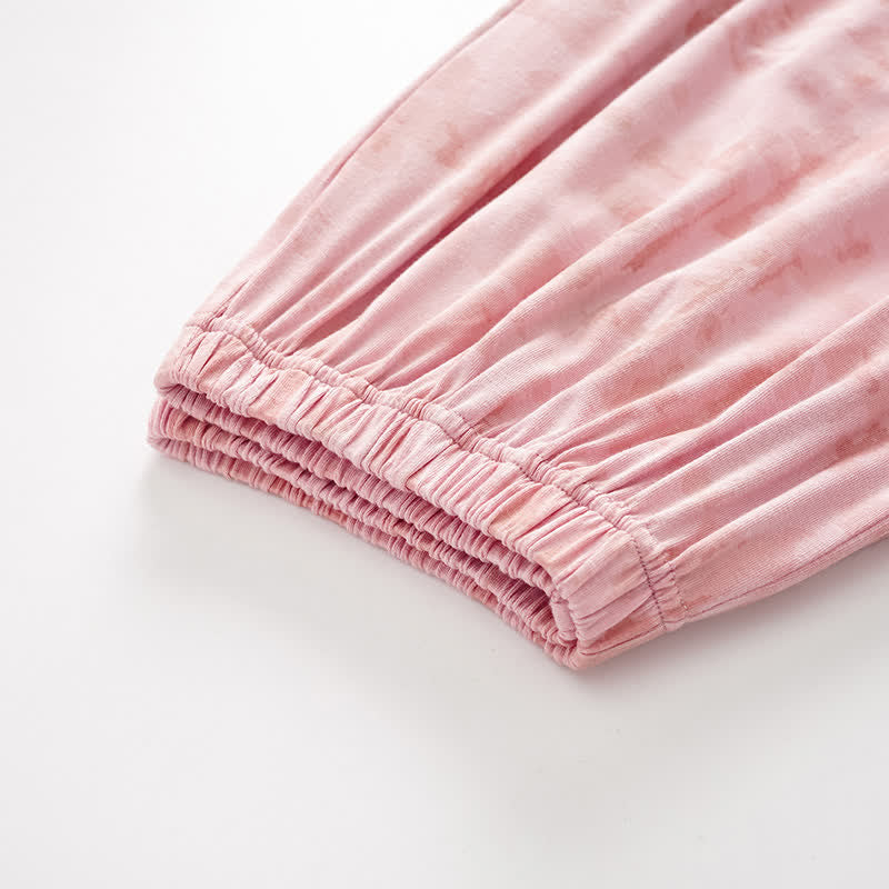 Artistic Watercolor-Inspired Cotton Camisole & Pants Sleepwear - image 9