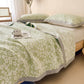 Cotton Cherry Blossom Muslin Quilt Blanket - Green - 2PCS Pillow Towels - 19" x 31" - image 6
