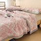 Cotton Jungle Leaf Muslin Quilt Blanket - Pink - 2PCS Pillow Towels - 19" x 31" - image 6