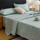 Floral Cotton Triple-Layer Gauze Jacquard Quilt Blanket - Sky Blue - 2PCS Pillowcases - 19" x 29" - image 7