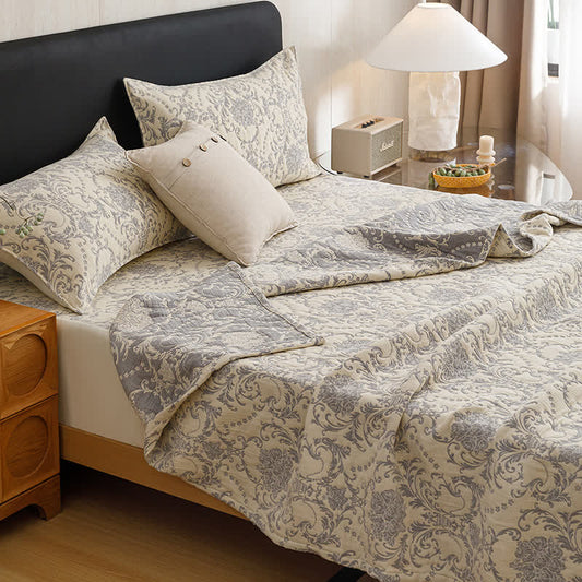 Vintage Cotton Triple-Layer Gauze Jacquard Quilt Blanket - Beige - 2PCS Pillowcases - 19" x 29" - image 0