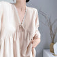 Solid V-Neck Lace Trim Pajama Set - image 15