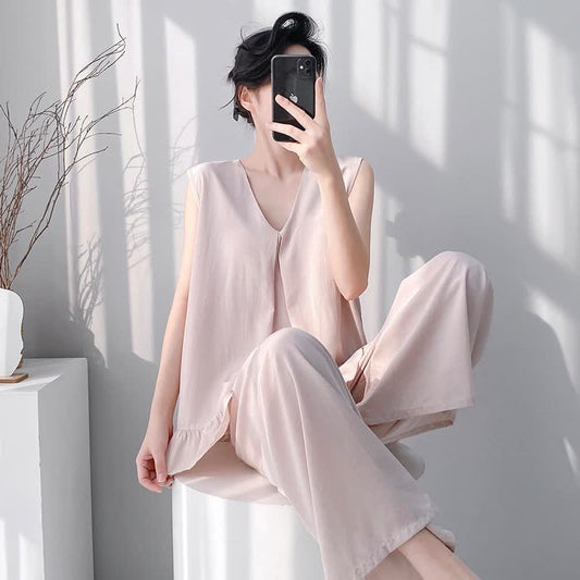 Solid Color Tank & Pants Pajama Set - Apricot - XXL - image 0