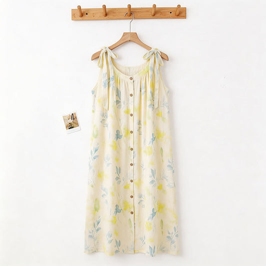 Country-Style Floral & Leaf Camisole Nightgown - image 1