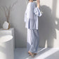 Solid V-Neck Lace Trim Pajama Set - image 10
