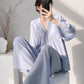 Solid V-Neck Lace Trim Pajama Set - image 7