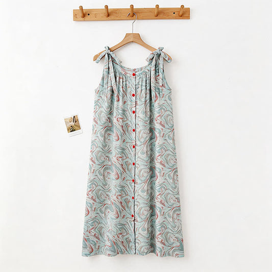 Blue Artistic Wave Camisole Nightgown - image 1