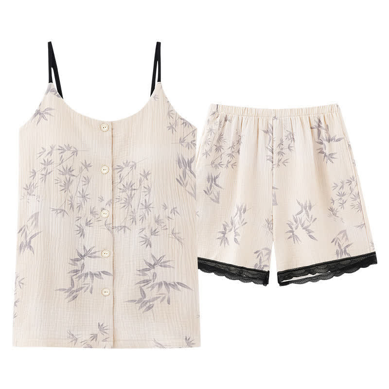 Elegant Leaf Sleeveless Pajama Set - image 6