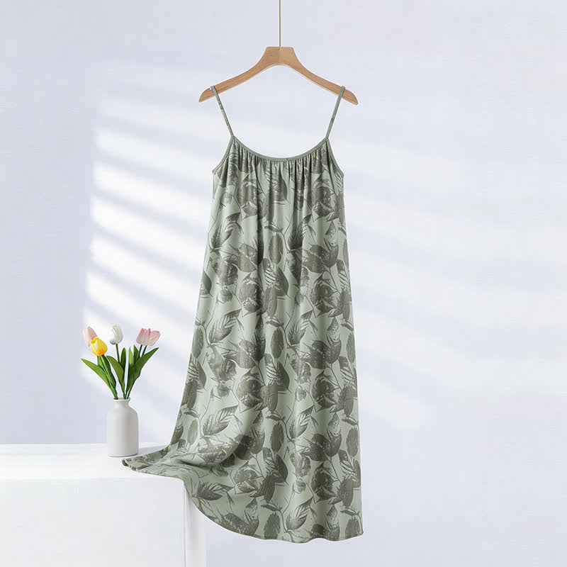Artistic Green Leaf Camisole Nightgown - Light Green - XXL - image 0