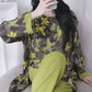 Retro Floral Eastern-Inspired Pajama Set - image 5