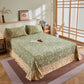 Cotton Gauze Floral Leaf Jacquard Quilt - Flat Sheet with 2PCS Pillowcases - 96"W x 98"L - image 7