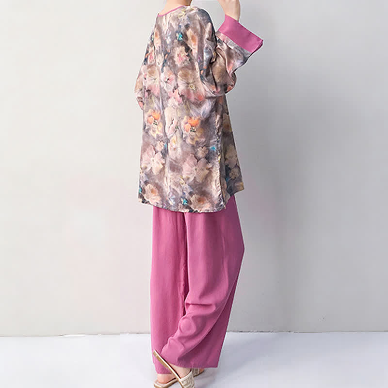 Artistic Floral Eastern-Inspired Loungewear Set - image 4