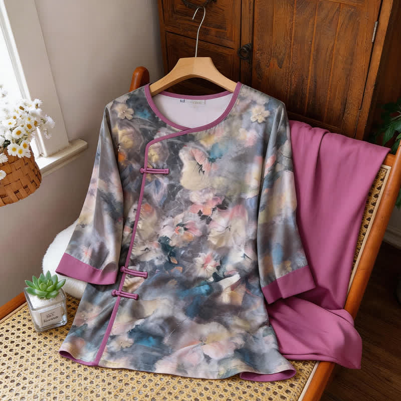 Artistic Floral Eastern-Inspired Loungewear Set - image 6