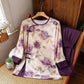 Watercolor Purple Floral Eastern-Inspired Pajama Set - image 6