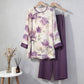 Watercolor Purple Floral Eastern-Inspired Pajama Set - image 5