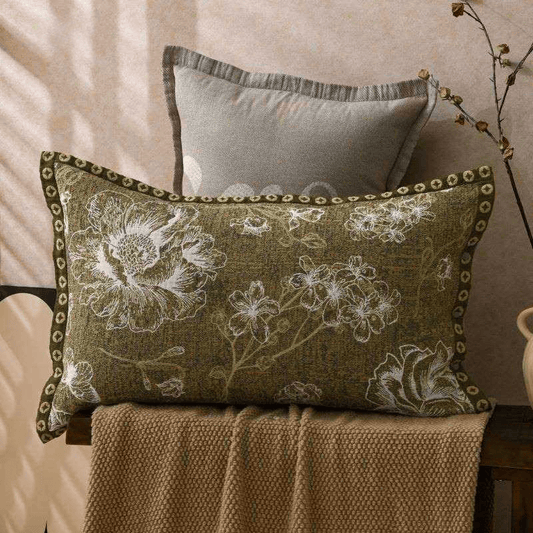 Pure Cotton Jacquard Floral Pillowcases (2PCS) - Green - 80cm x 54cm - image 0