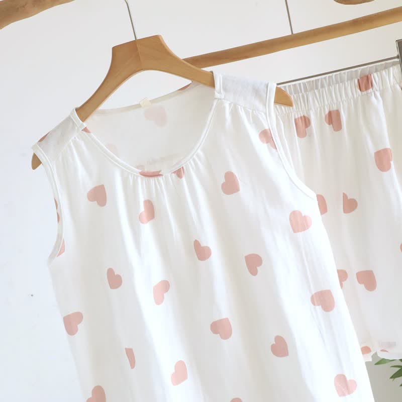 Cotton Double Gauze Heart Tank Pajamas - image 6