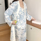 Ink Wash Landscape Lace Trim Pajamas(3PCS) - image 1