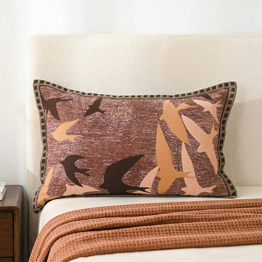 Birds Jacquard Vintage Button Pillowcases (2PCS) - Brown - 80cm x 54cm - image 0