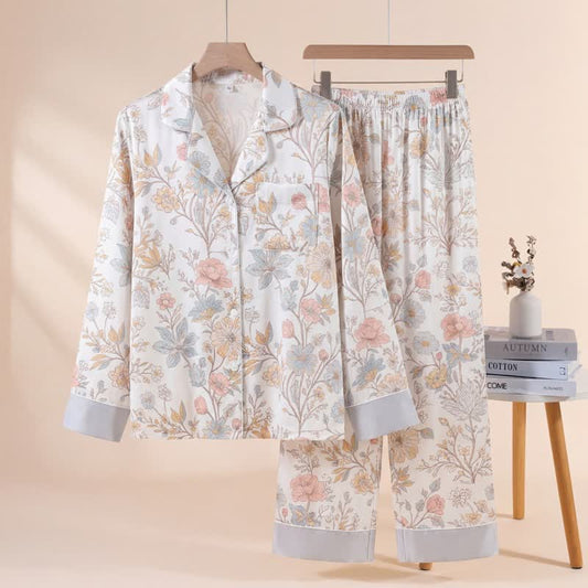 Fresh Bloom Floral Pajama Set - Beige - XL - image 0