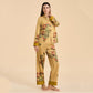 Luxurious Floral & Green Leaf Pajama Set - image 4