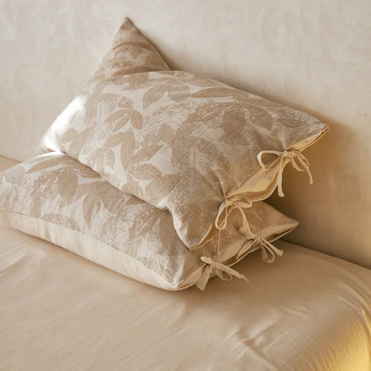 Ownkoti Botanical Leaf Jacquard Pillowcases (2PCS)  - Light Brown - 48cm x 74cm - image 0