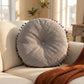 Round Hand-Sewn Button Throw Pillow - Grey - 40cm x 40cm - image 2