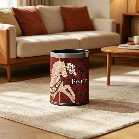 Vintage Equestrian Leather  Round Trash Can - image 0