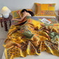 Patchwork Rose & Leaf Cotton Gauze Quilt Blanket - image 9