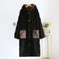 Couple Matching Grid Textured Hooded Flannel Robe - Black - Men: L - image 13